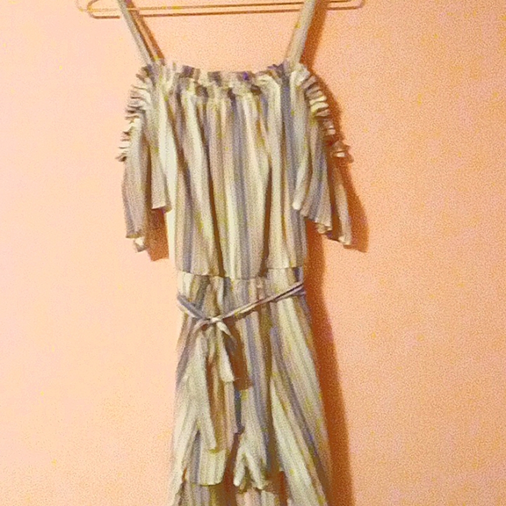 Lily Rose, XXL , beige ,blue & mauve stripe.
